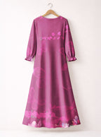"Imani" Wild Rose Long Sleeve Maxi Dress