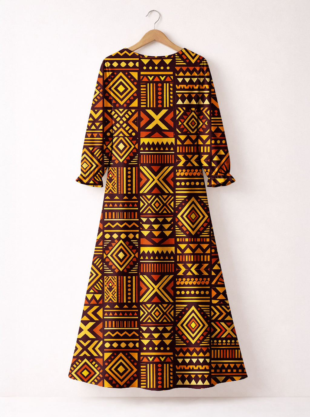 Mudcloth Long Sleeve Maxi Dress