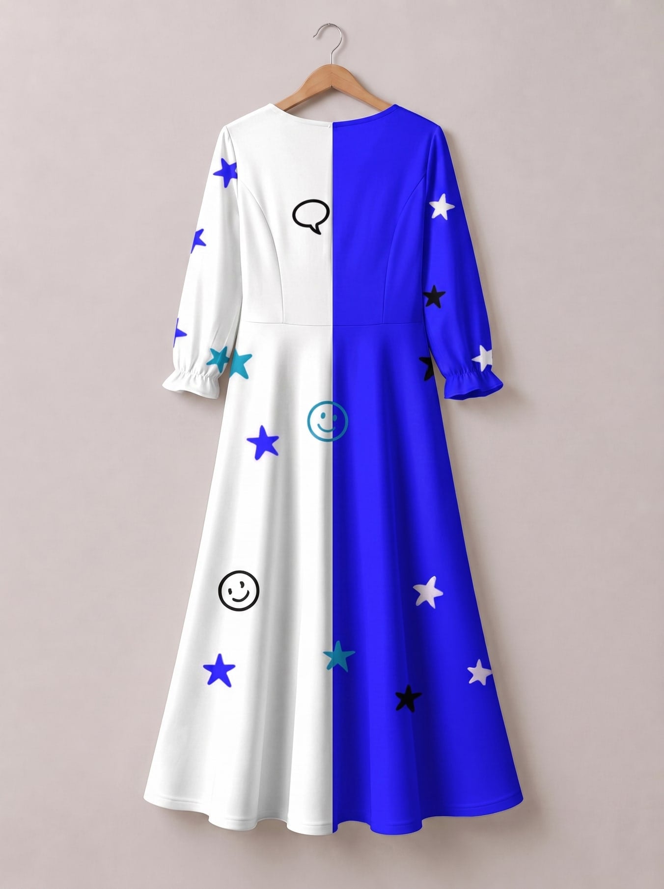 "Feeling Blacknificient Blue" Long Sleeve Maxi Dress