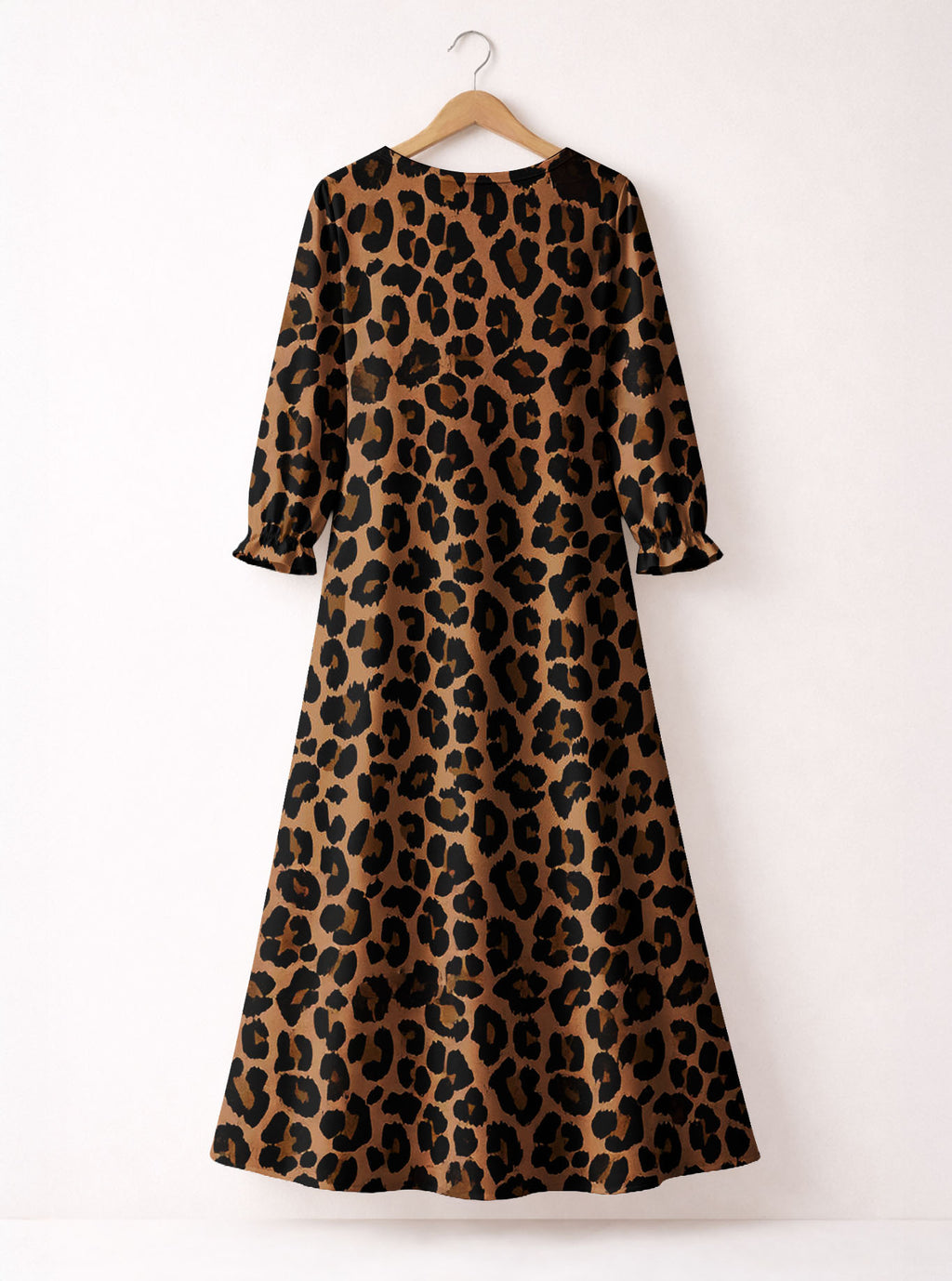 "Unstoppable" Brown Leopard Long Sleeve Maxi Dress