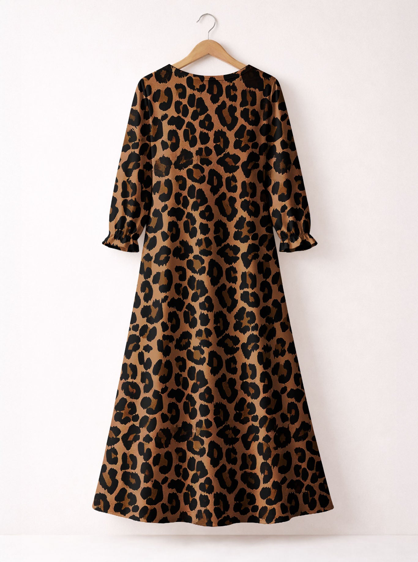 "Unstoppable" Brown Leopard Long Sleeve Maxi Dress