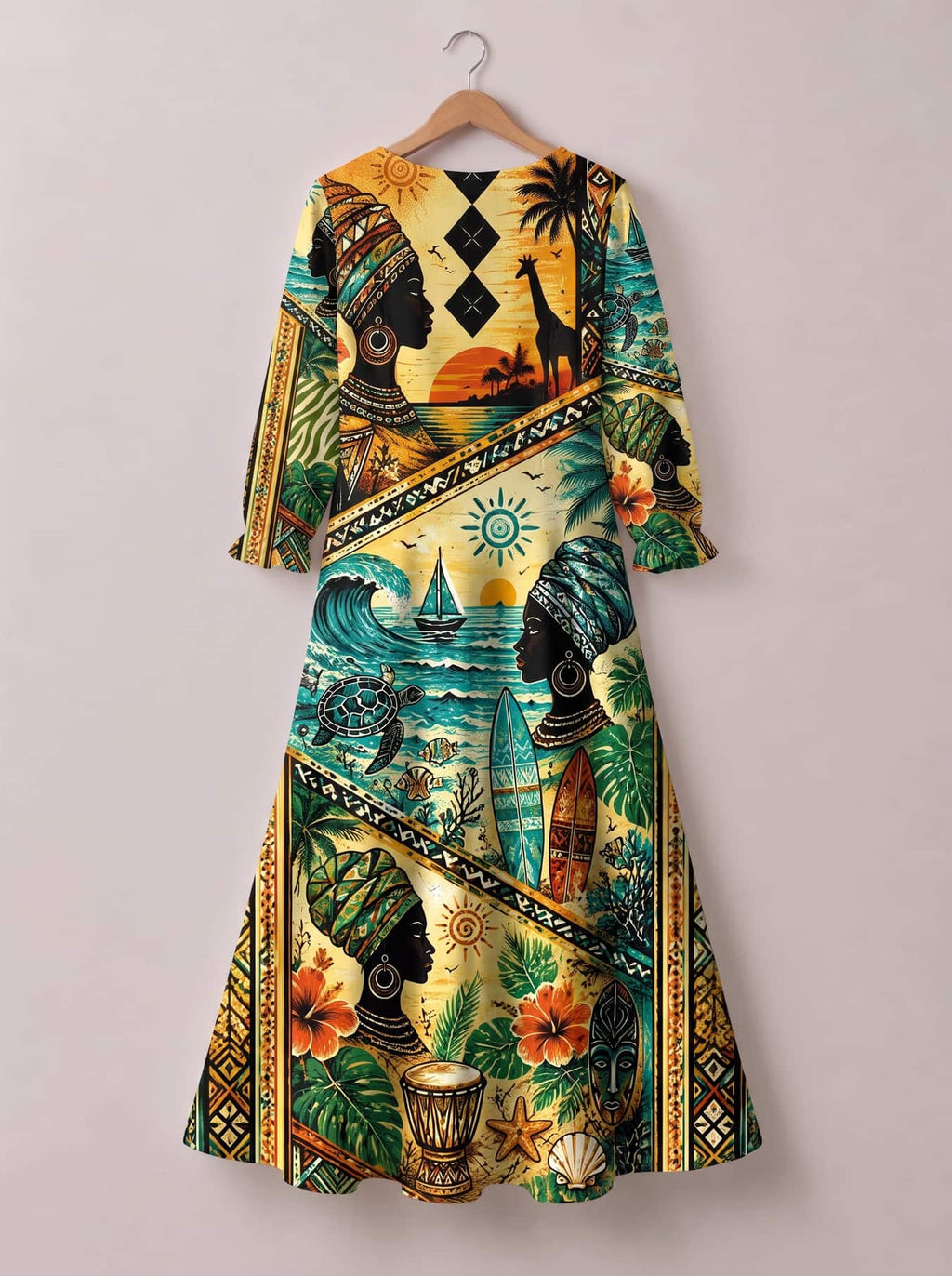 "Safari" Long Sleeve Maxi Dress