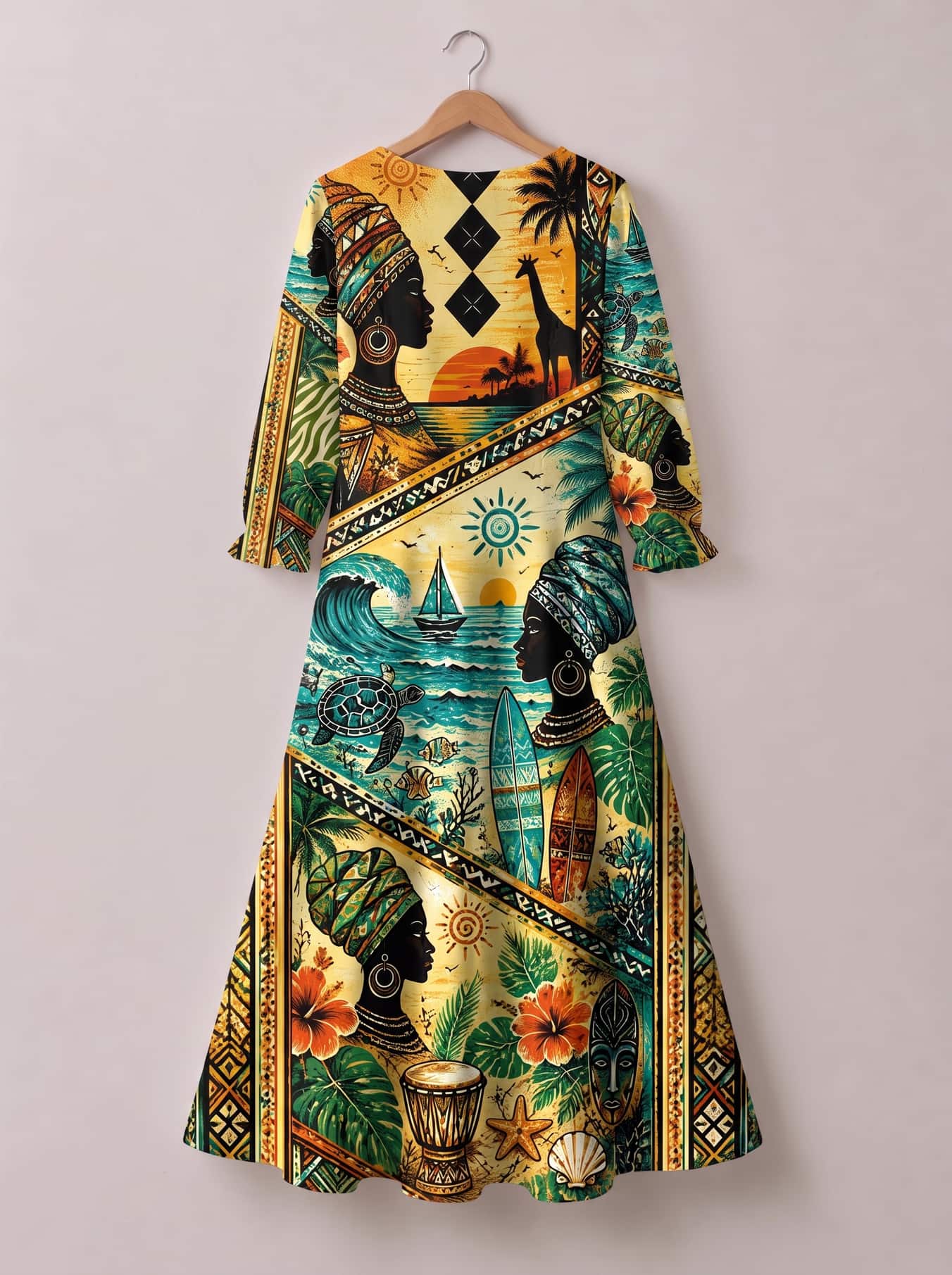 "Safari" Long Sleeve Maxi Dress