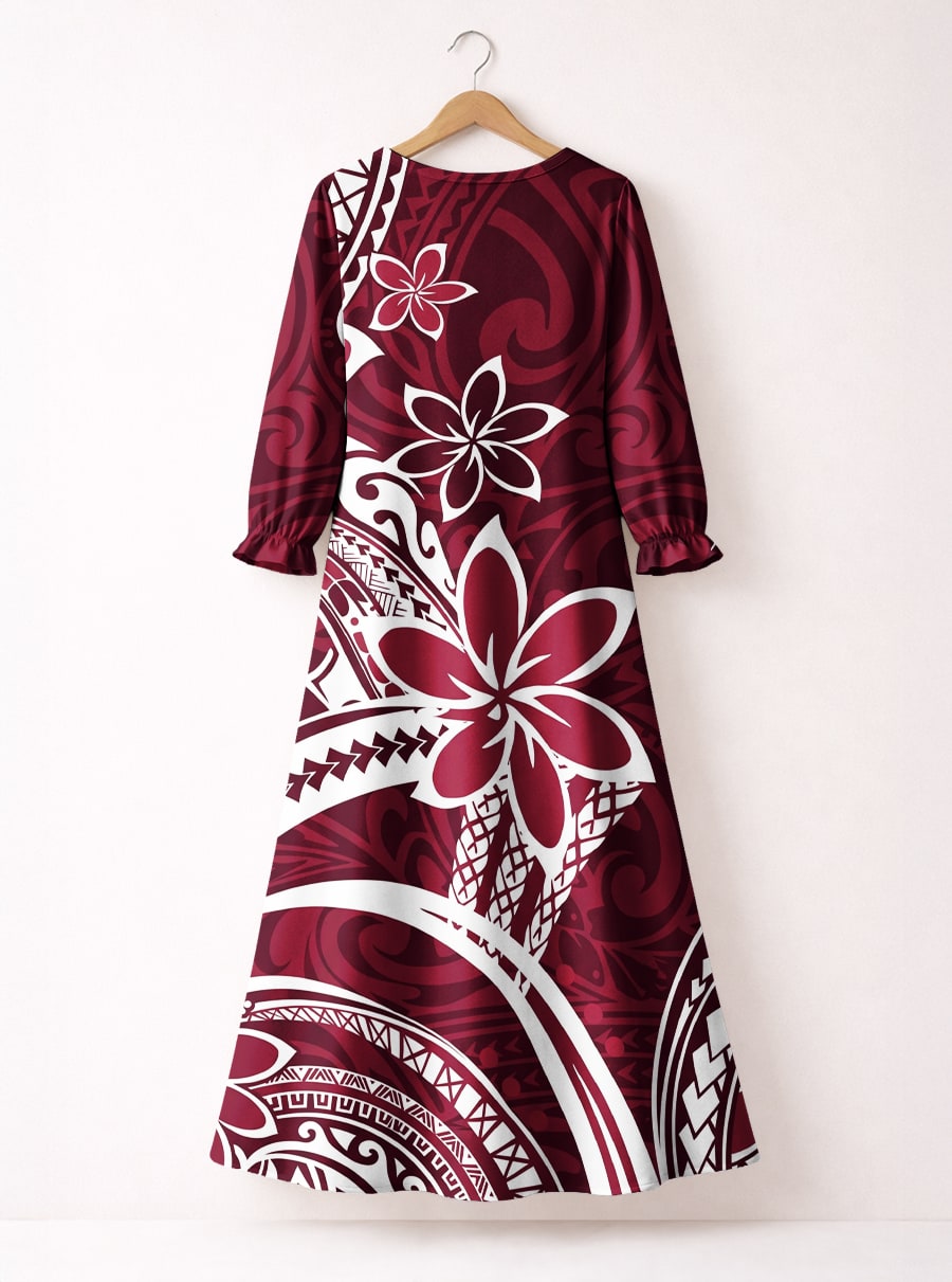 "Lehua" Long Sleeve Maxi Dress