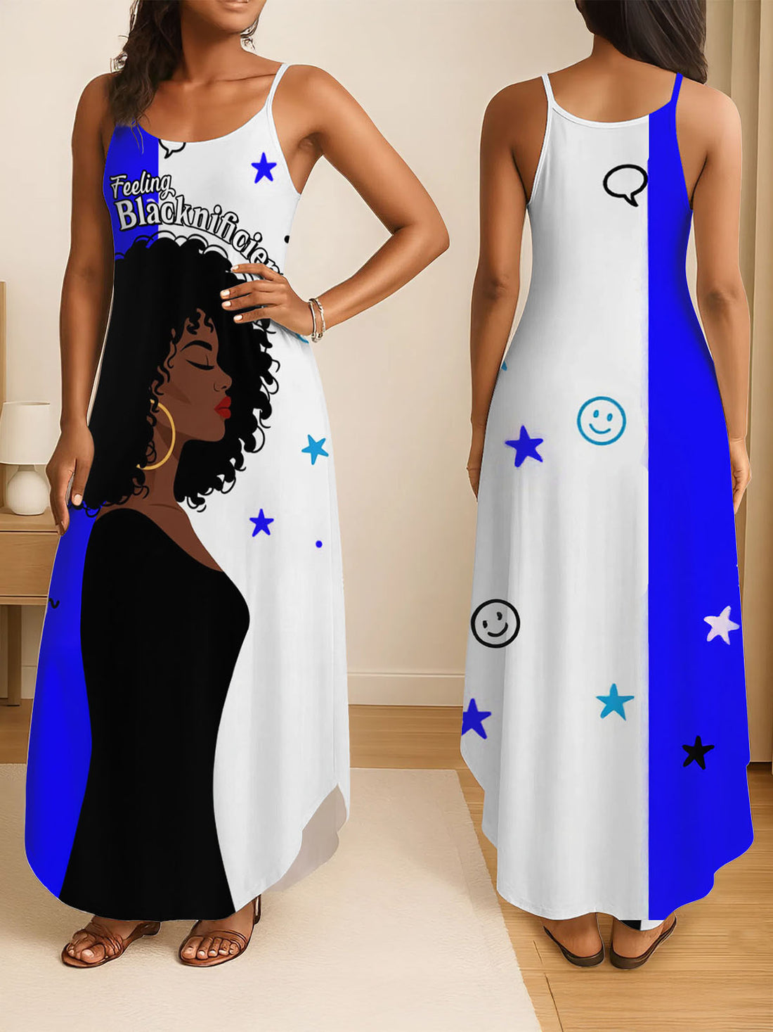Feeling Blacknificient Blue Maxi Dress