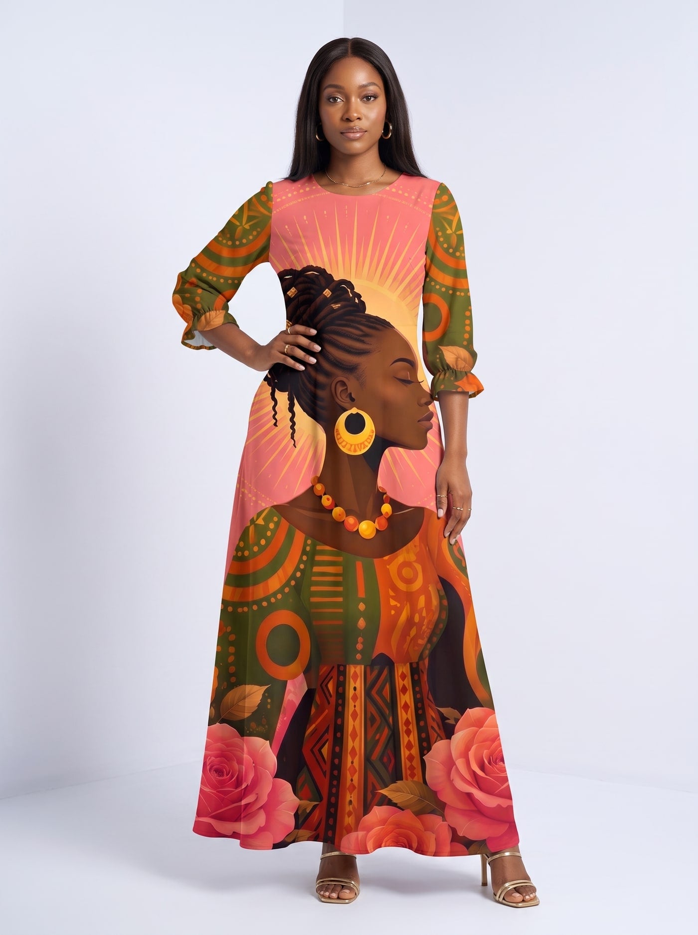"Malaika" Long Sleeve Maxi Dress