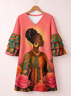 "Malaika" Stacked Ruffle Sleeve Dress