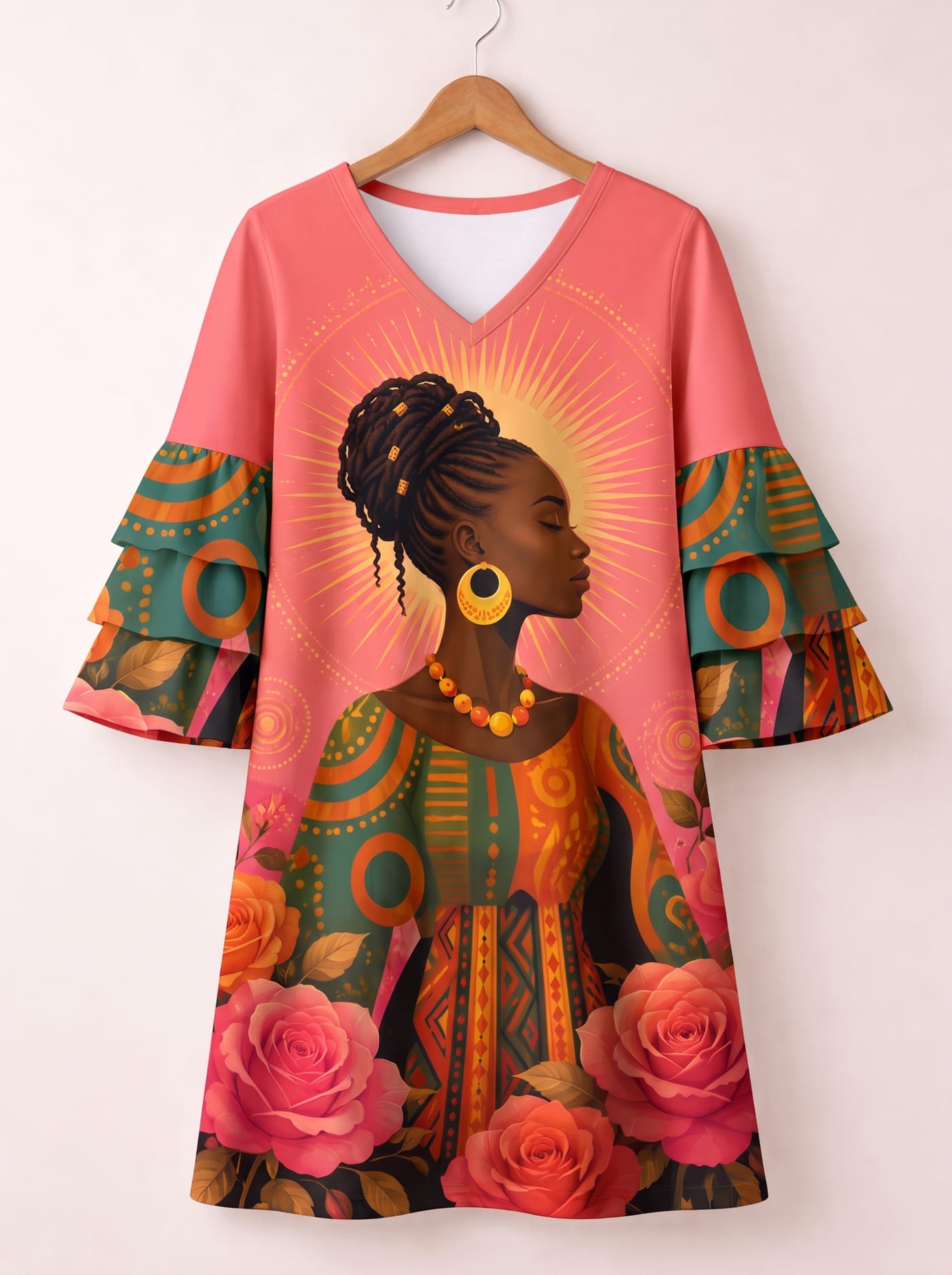 "Malaika" Stacked Ruffle Sleeve Dress