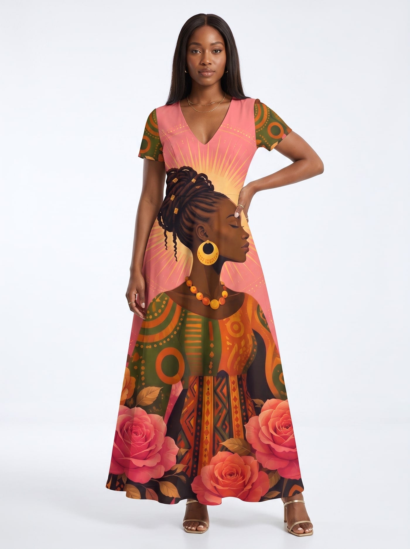 "Malaika" Short Sleeve Maxi Dress
