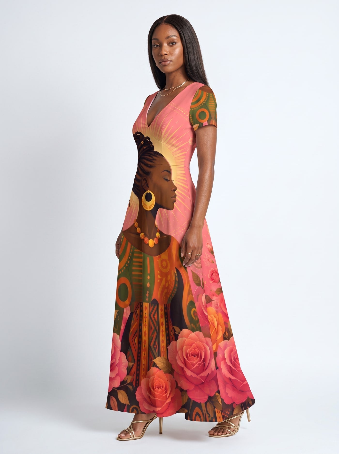 "Malaika" Short Sleeve Maxi Dress