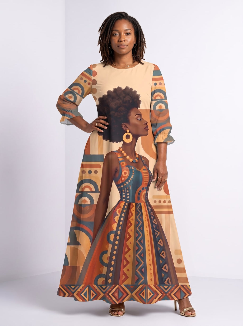 "Uzuri" Long Sleeve Maxi Dress