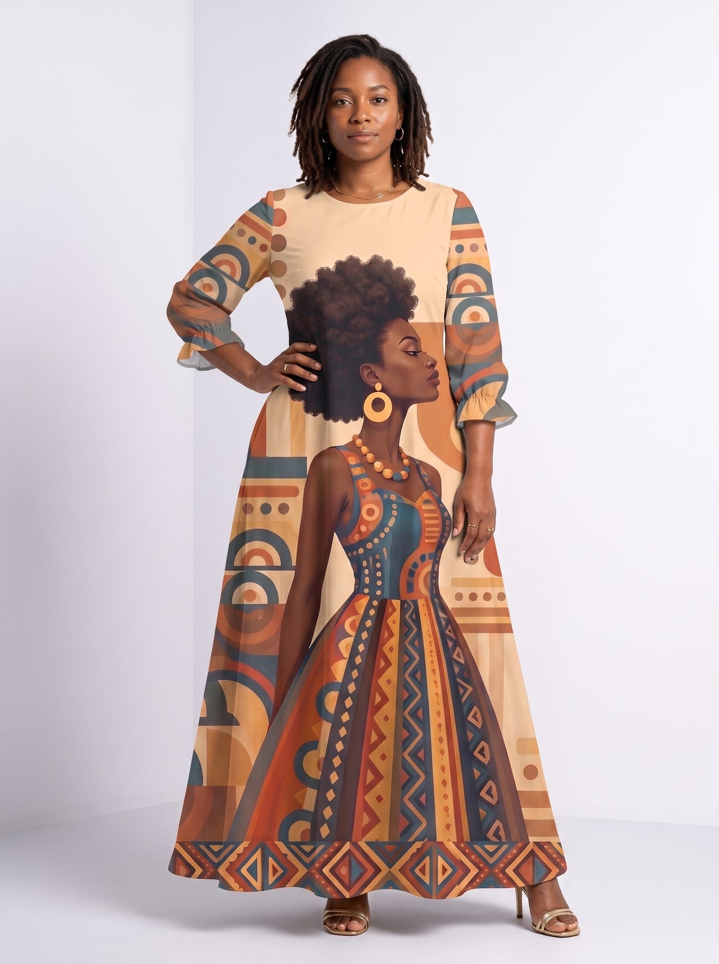 "Uzuri" Long Sleeve Maxi Dress