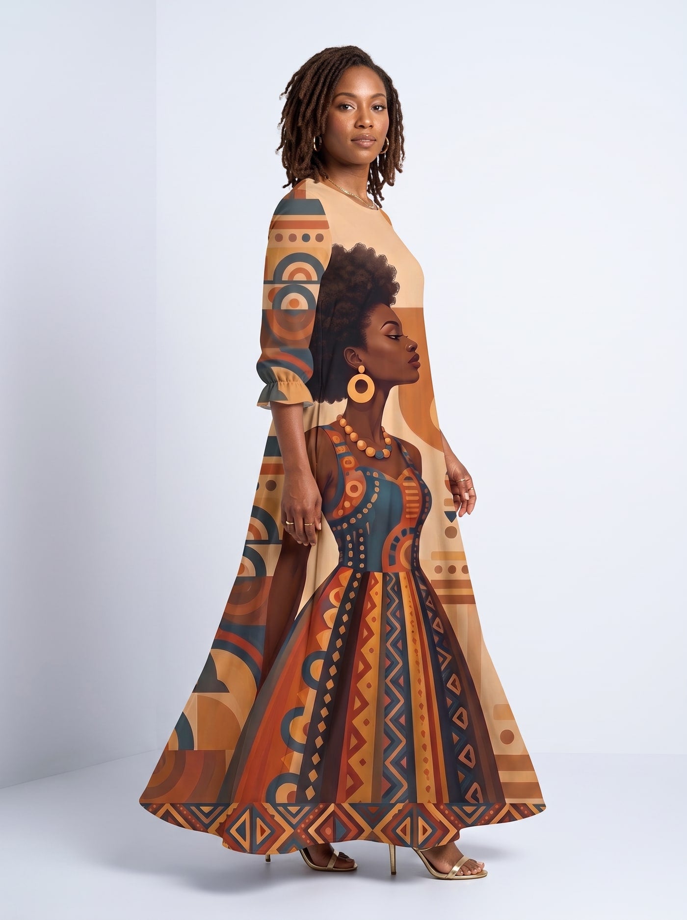 "Uzuri" Long Sleeve Maxi Dress