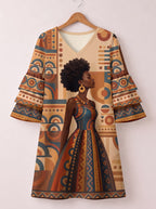 "Uzuri" Stacked Ruffle Sleeve Dress