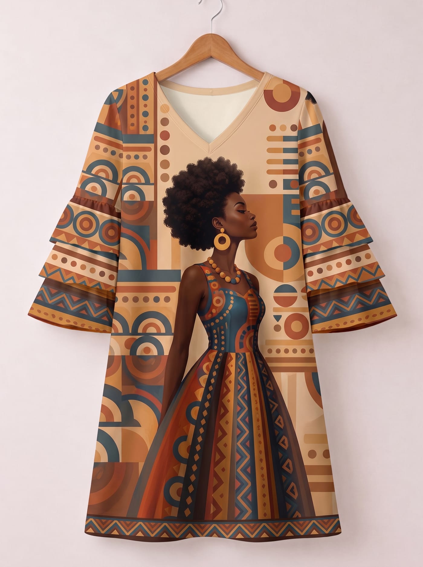 "Uzuri" Stacked Ruffle Sleeve Dress