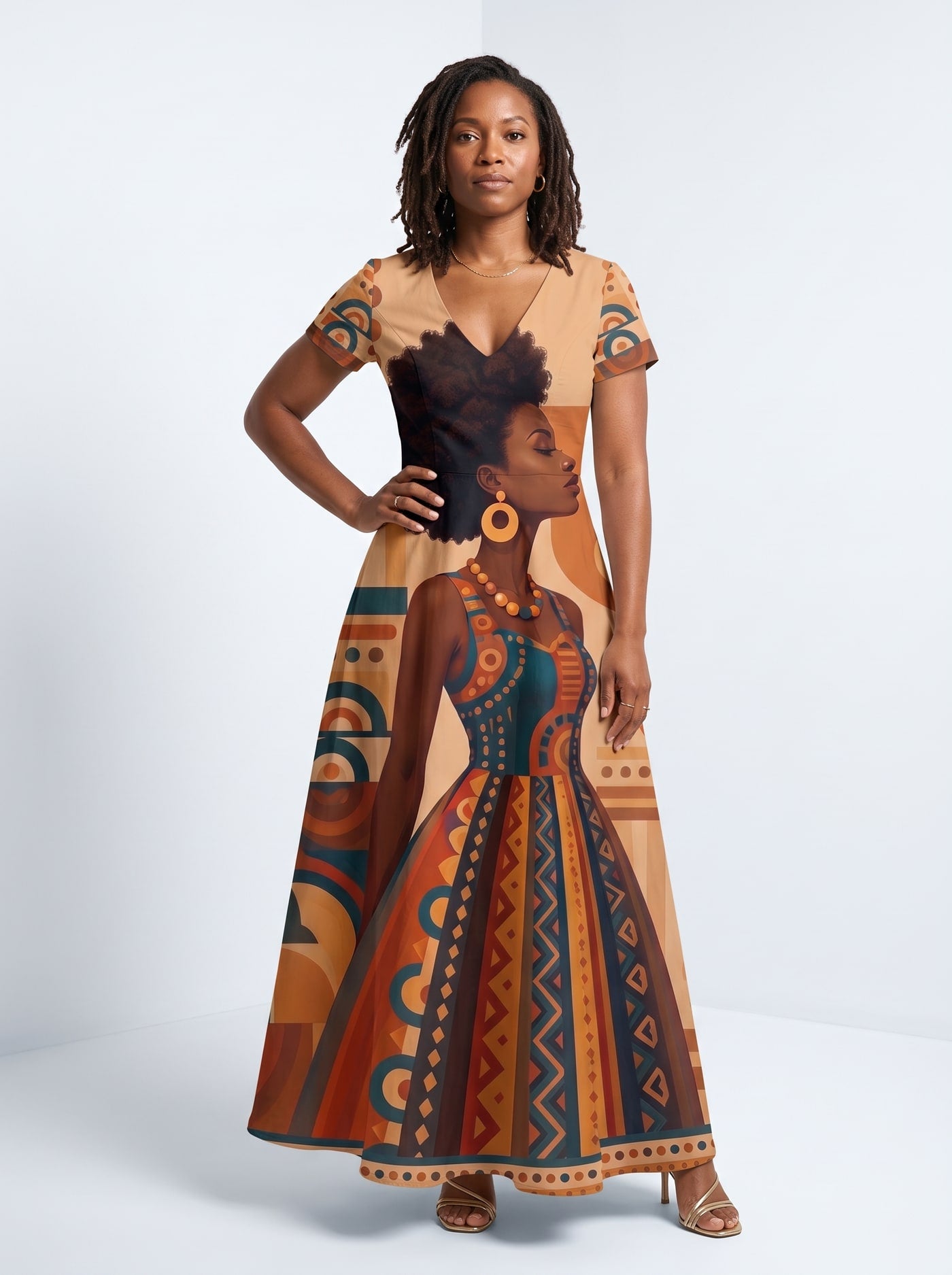 "Uzuri" Short Sleeve Maxi Dress