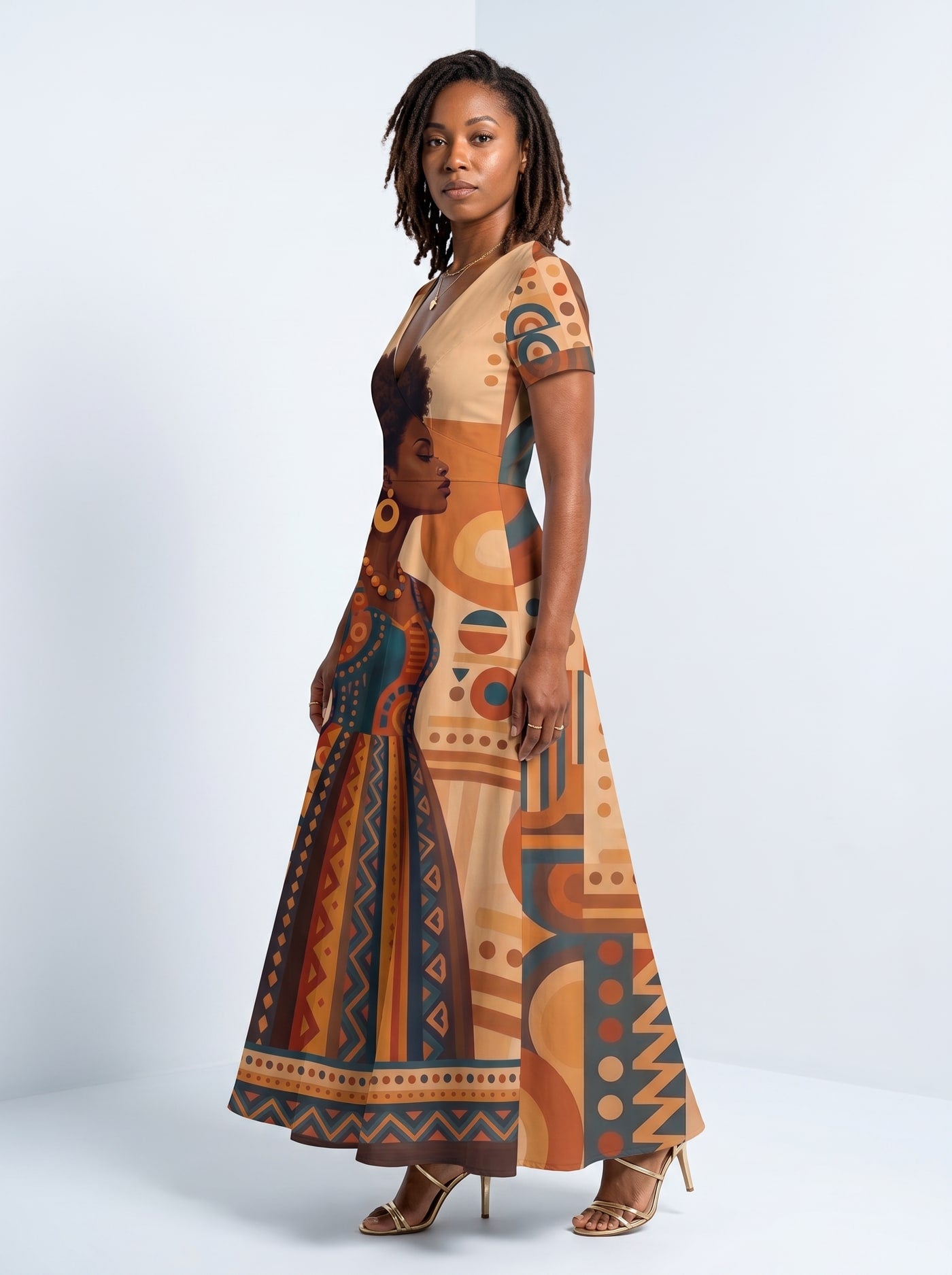 "Uzuri" Short Sleeve Maxi Dress
