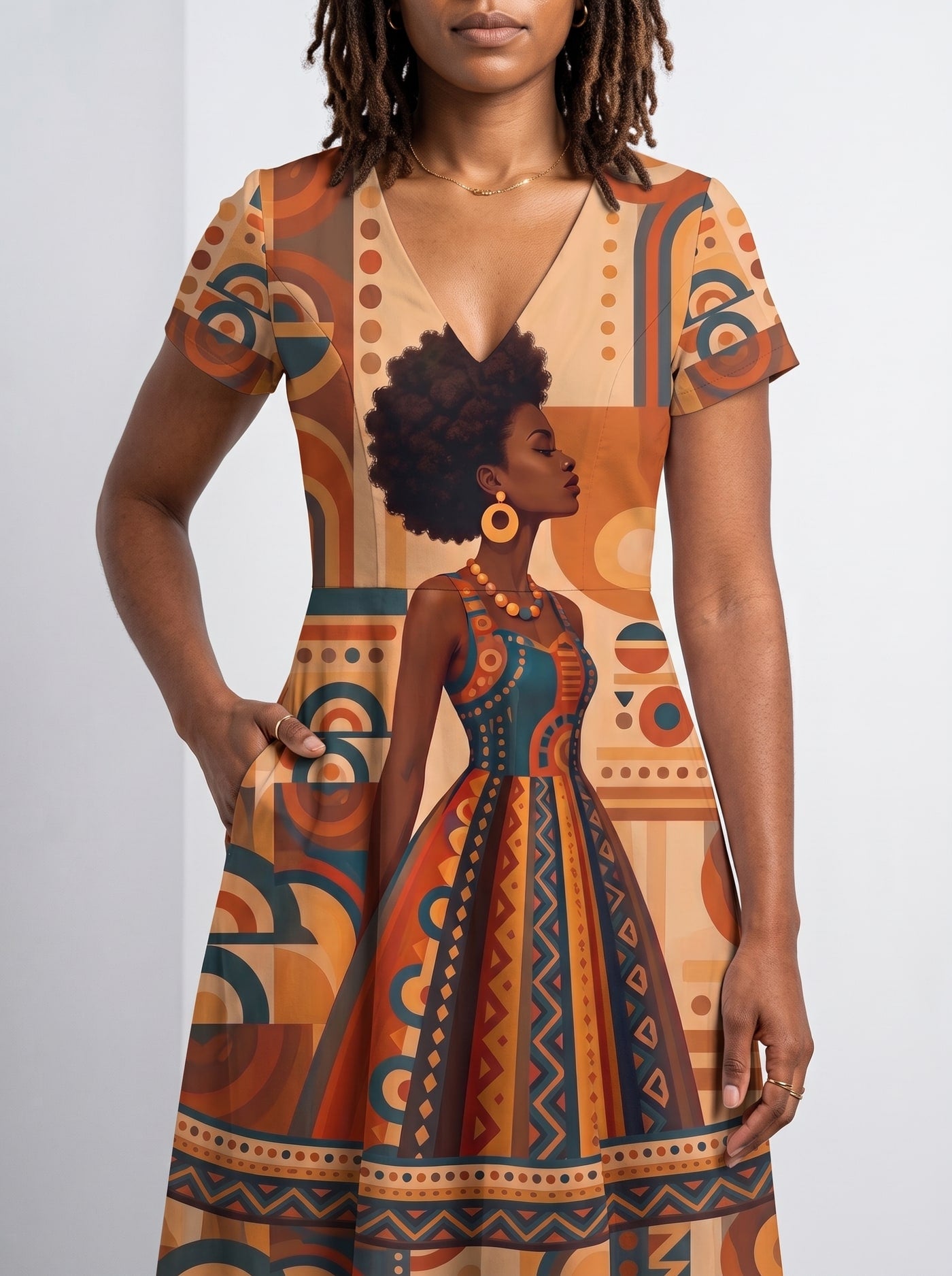 "Uzuri" Short Sleeve Maxi Dress