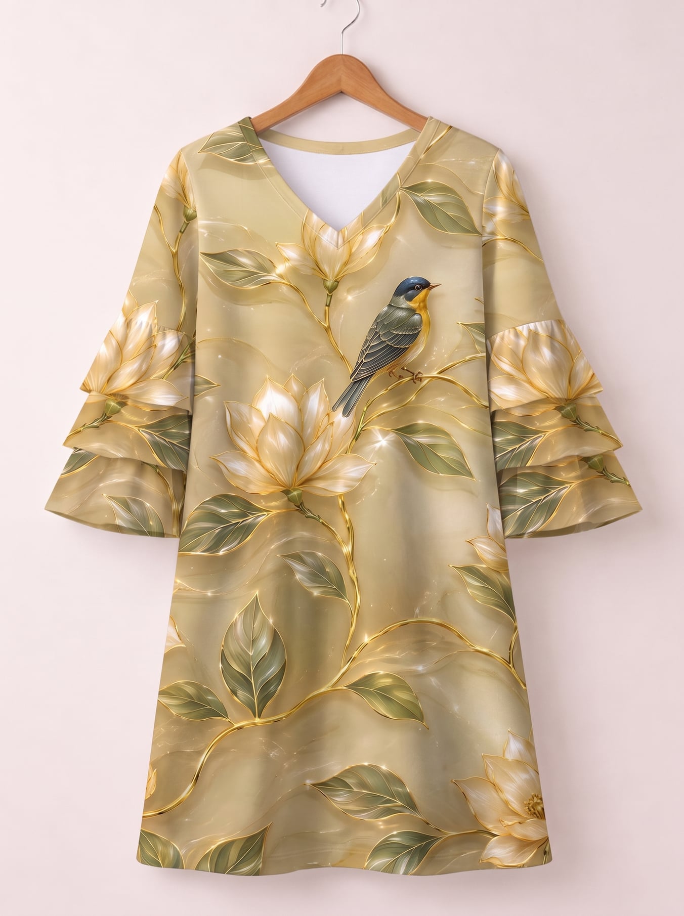 "Dhahabu" Stacked Ruffle Sleeve Dress