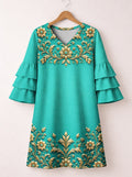 "Heshima" Stacked Ruffle Sleeve Dress