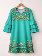 "Heshima" Stacked Ruffle Sleeve Dress