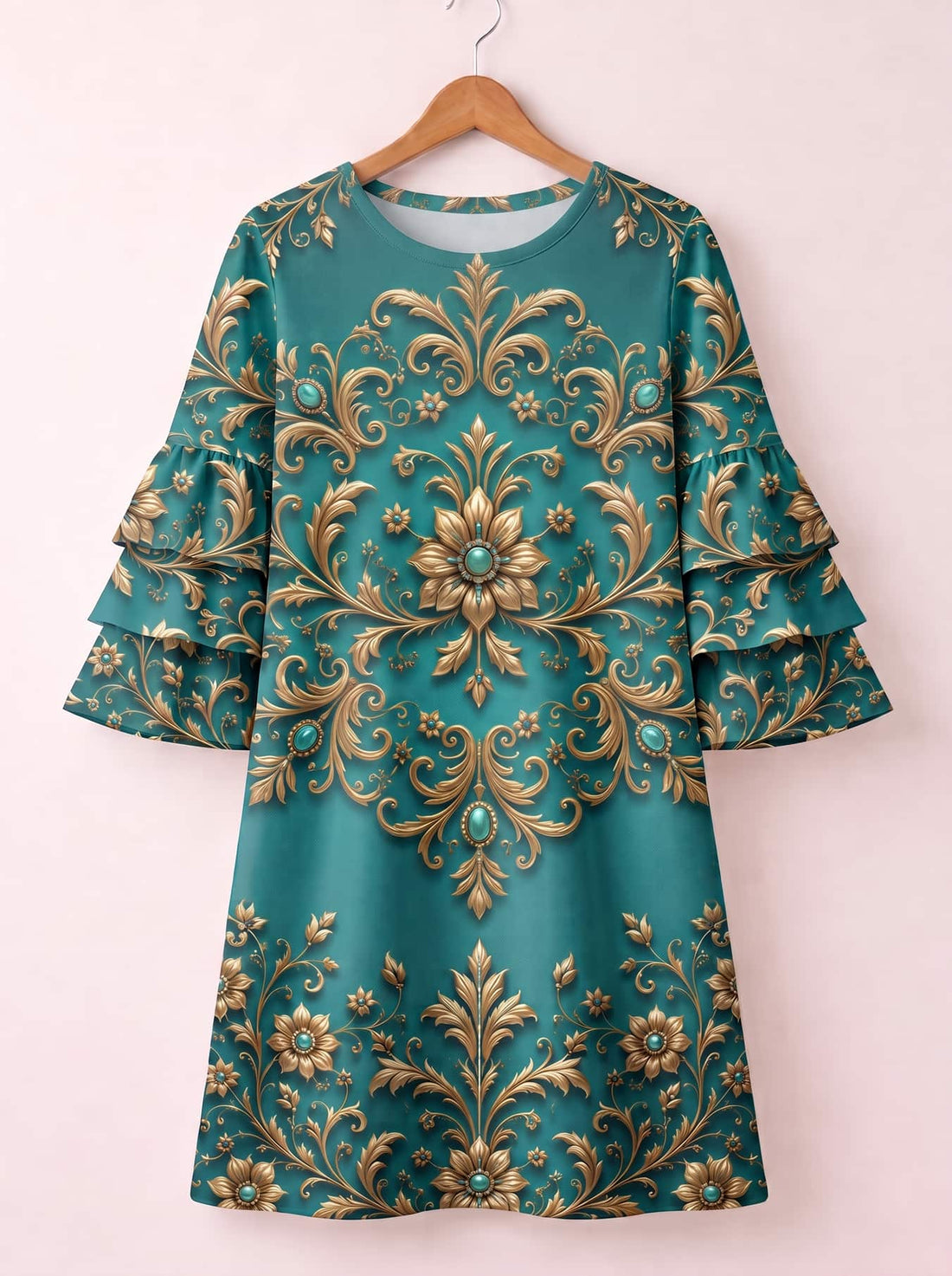"Heshima" Stacked Ruffle Sleeve Dress
