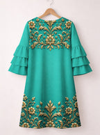 "Heshima" Stacked Ruffle Sleeve Dress