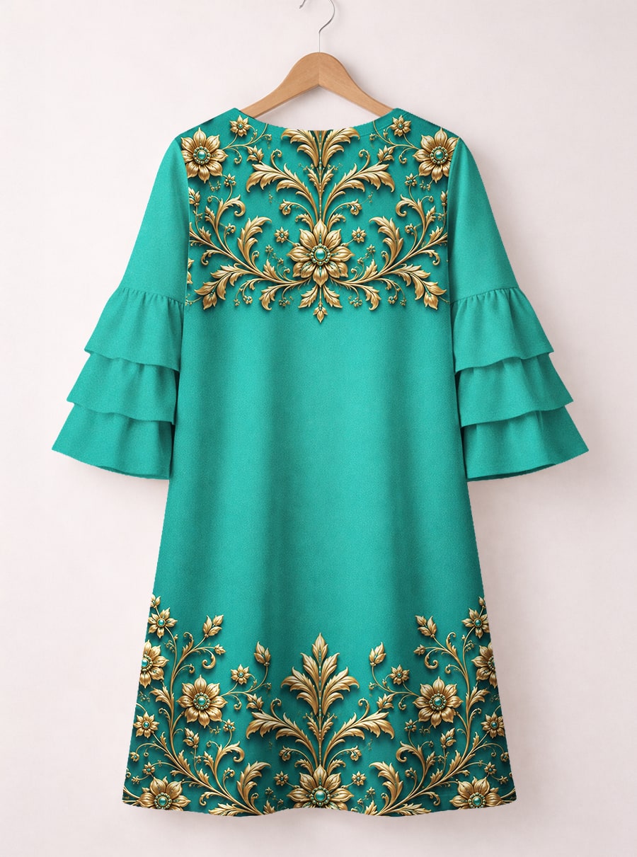 "Heshima" Stacked Ruffle Sleeve Dress
