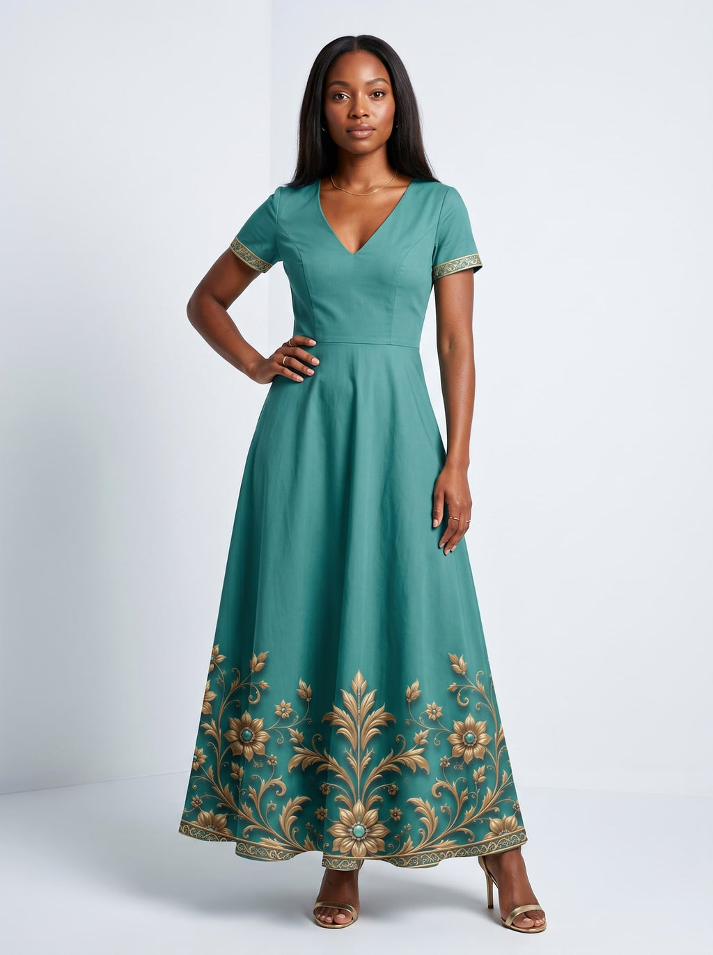 "Heshima" Short Sleeve Maxi Dress