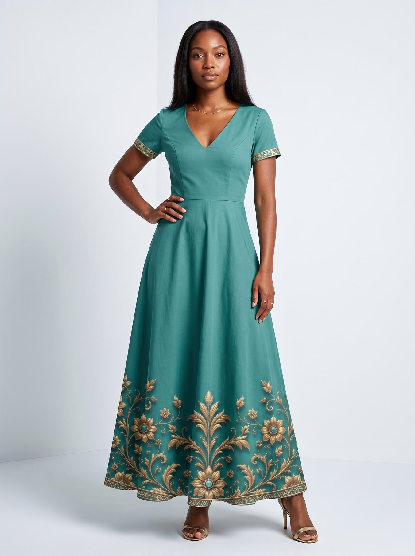 "Heshima" Short Sleeve Maxi Dress