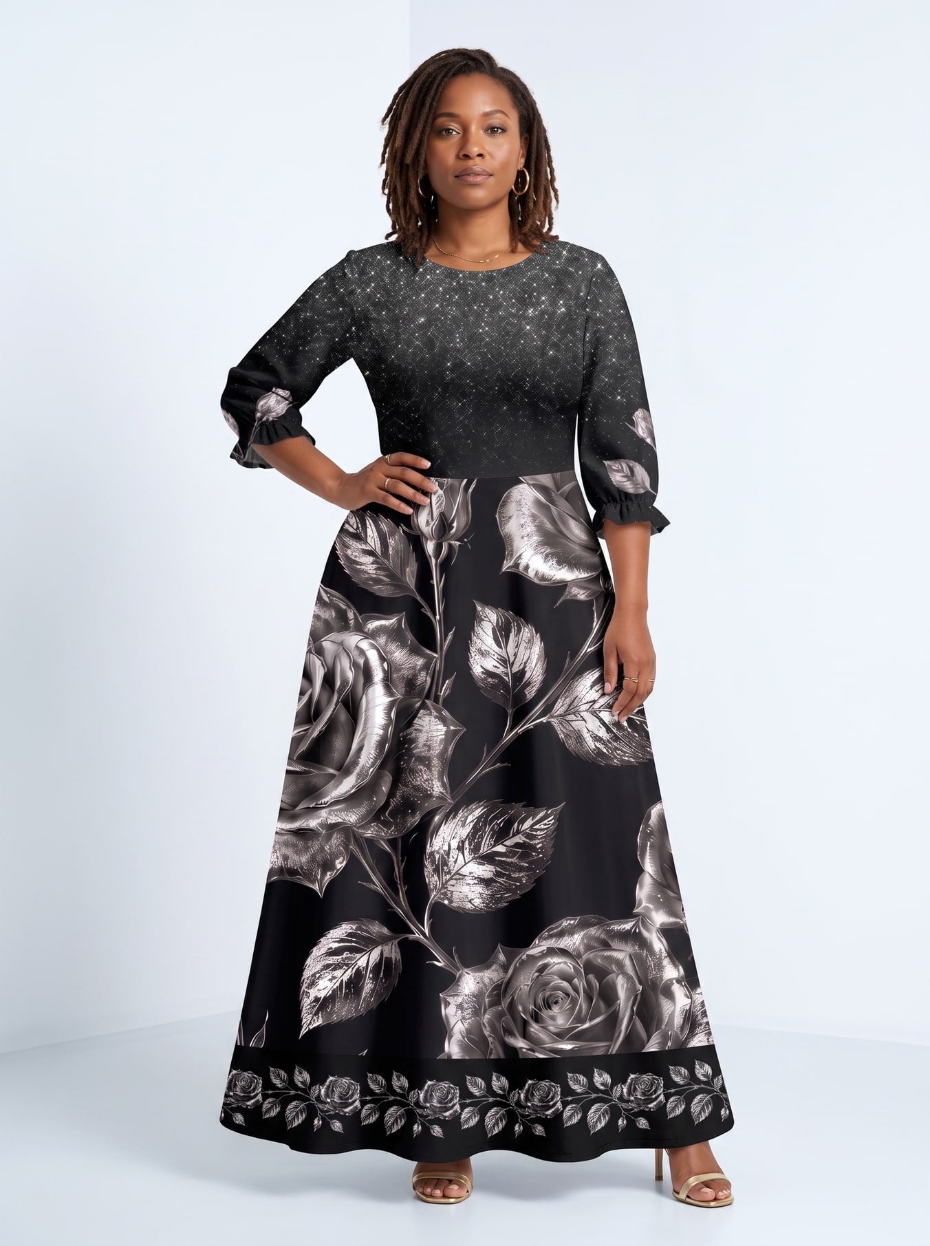 "Usiku" Long Sleeve Maxi Dress