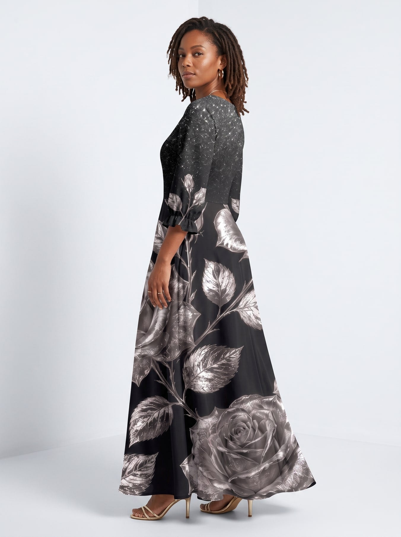 "Usiku" Long Sleeve Maxi Dress