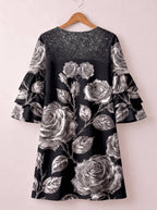 "Usiku" Stacked Ruffle Sleeve Dress