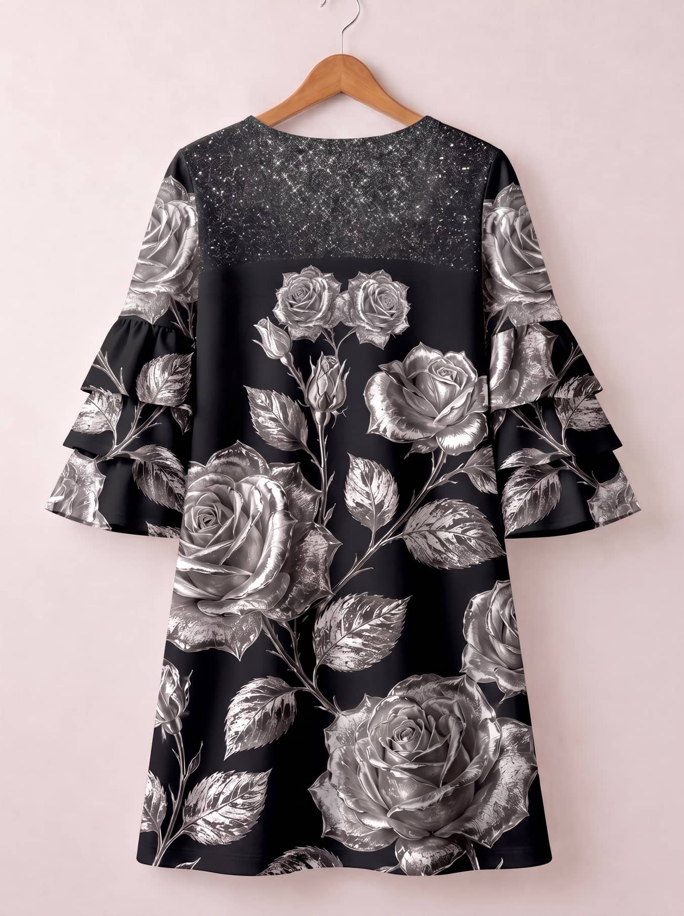 "Usiku" Stacked Ruffle Sleeve Dress