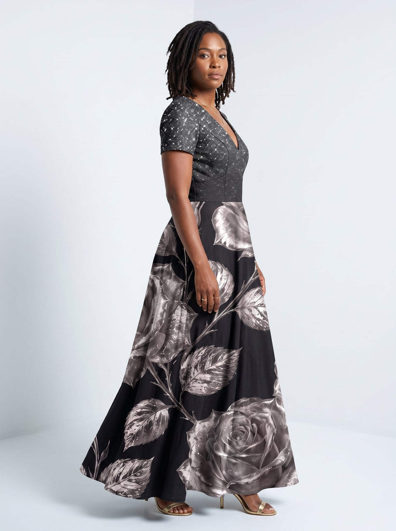"Usiku" Short Sleeve Maxi Dress