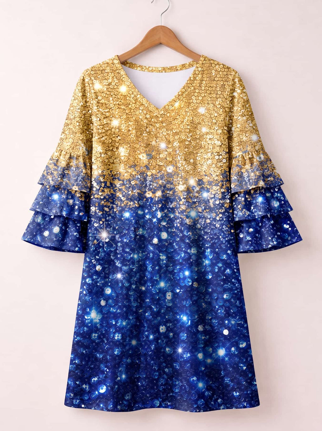 "Angaza" Stacked Ruffle Sleeve Dress