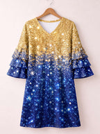 "Angaza" Stacked Ruffle Sleeve Dress
