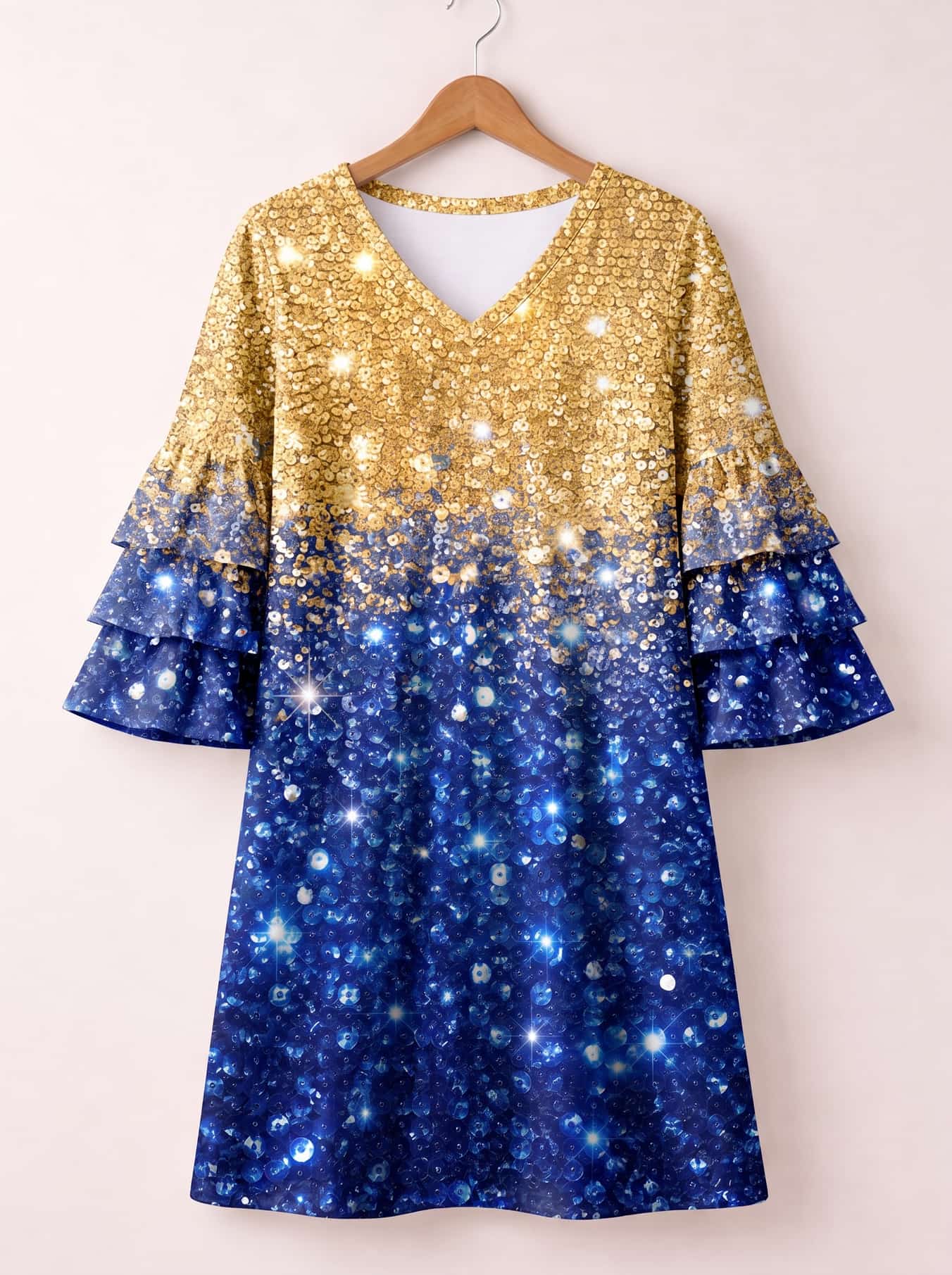 "Angaza" Stacked Ruffle Sleeve Dress