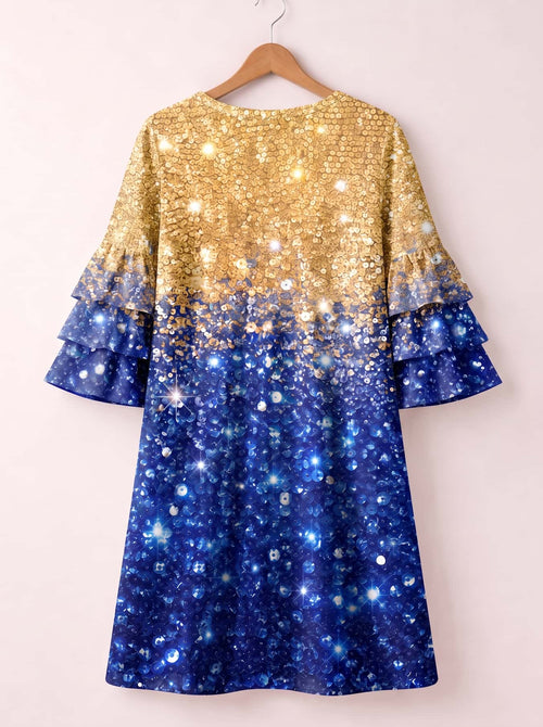 "Angaza" Stacked Ruffle Sleeve Dress