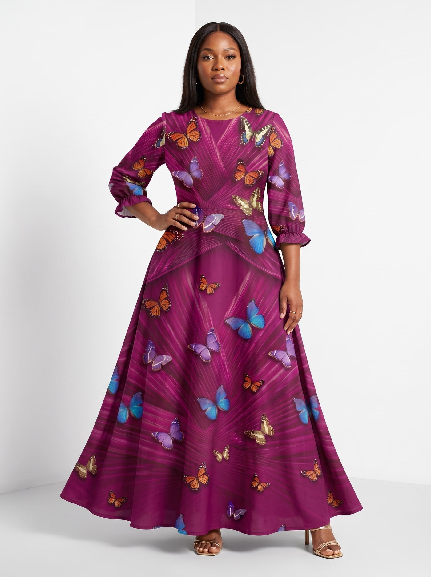 "Kipepeo" Long Sleeve Maxi Dress