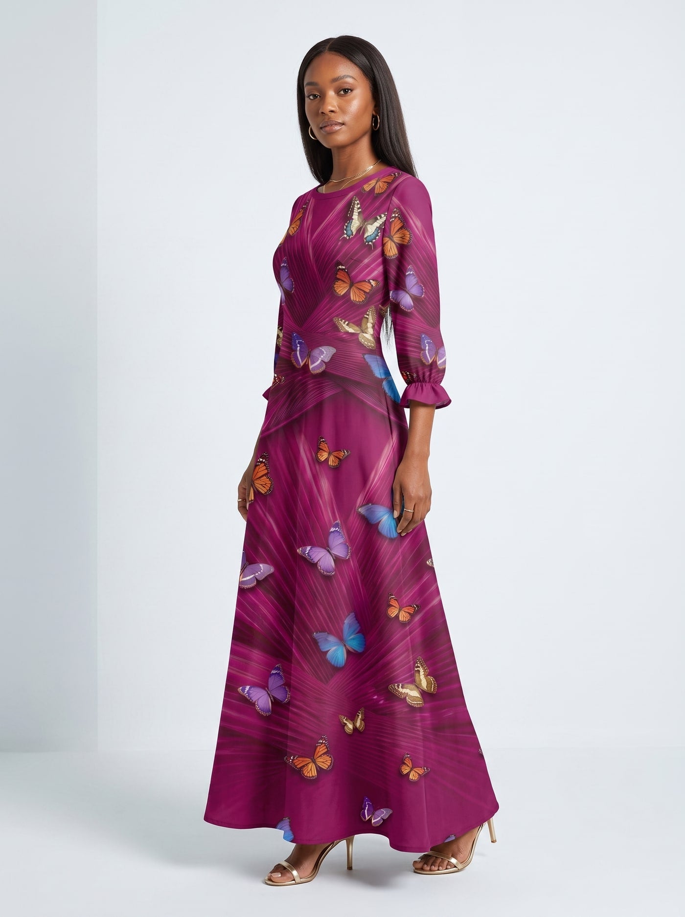 "Kipepeo" Long Sleeve Maxi Dress