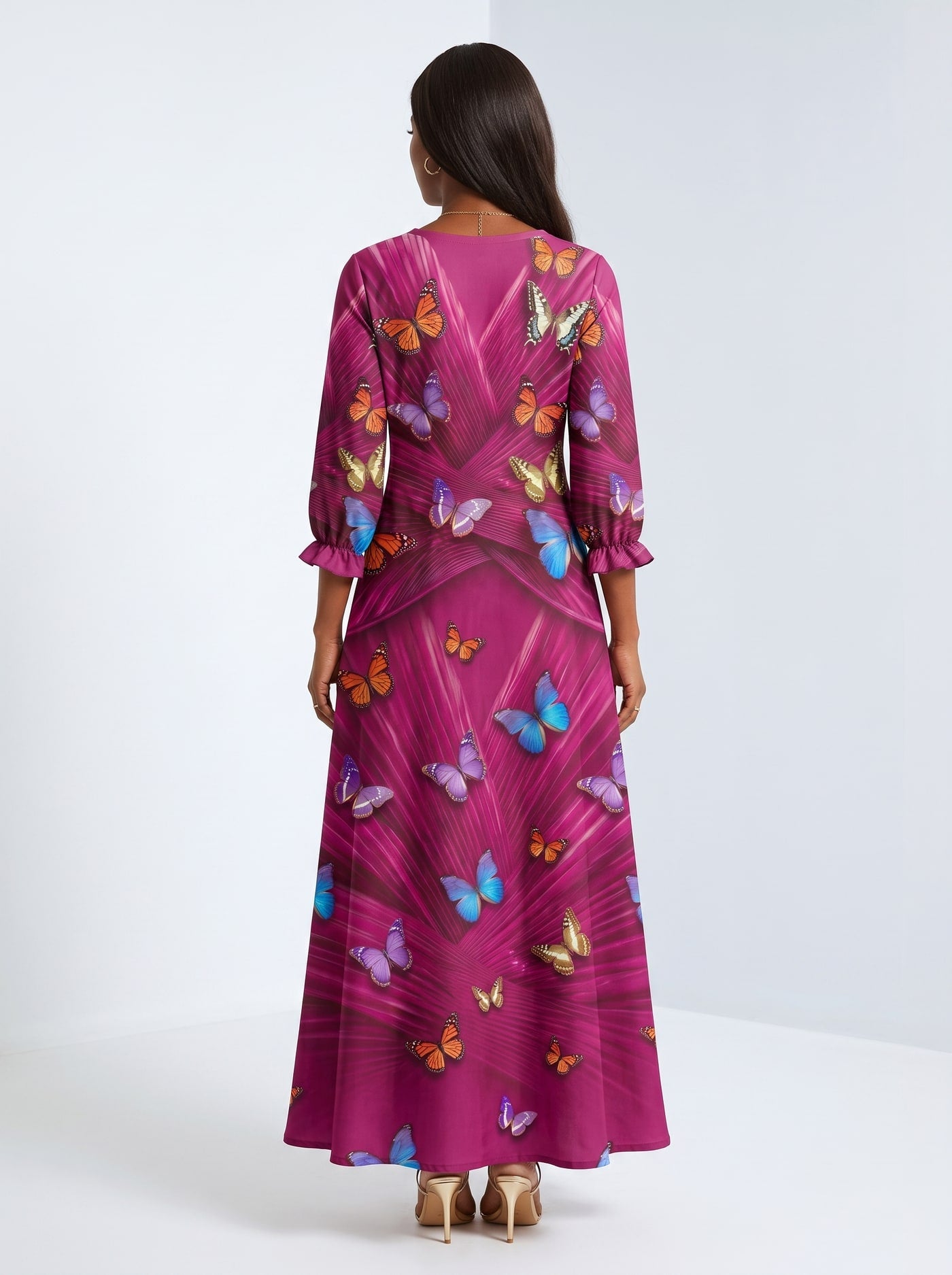 "Kipepeo" Long Sleeve Maxi Dress