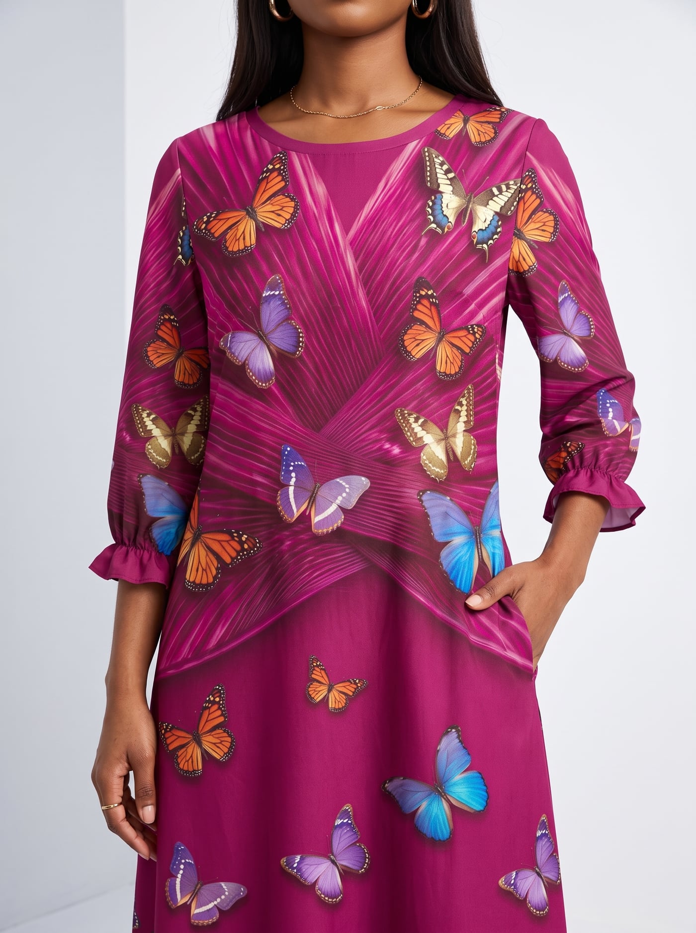 "Kipepeo" Long Sleeve Maxi Dress