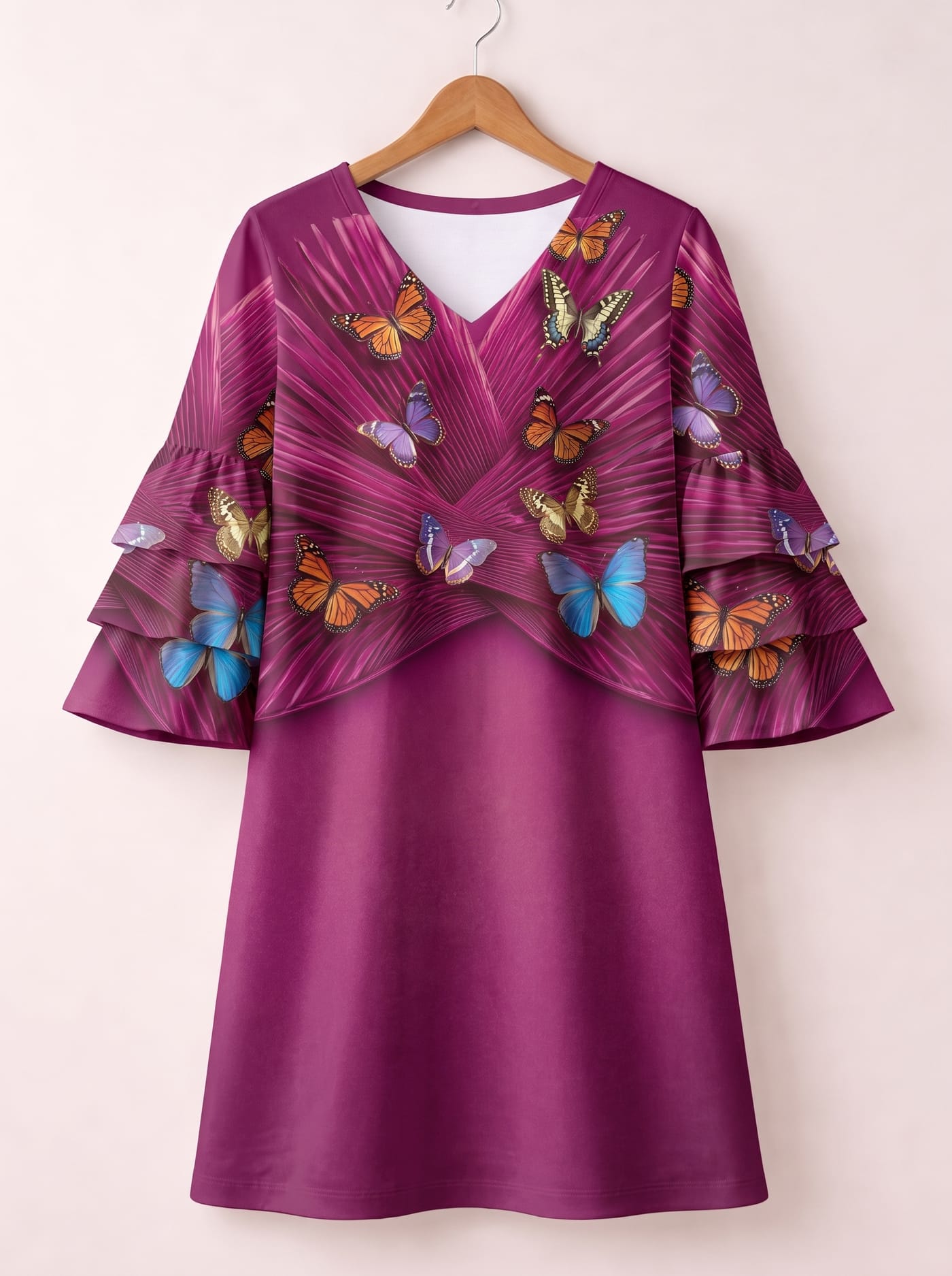 "Kipepeo" Stacked Ruffle Sleeve Dress