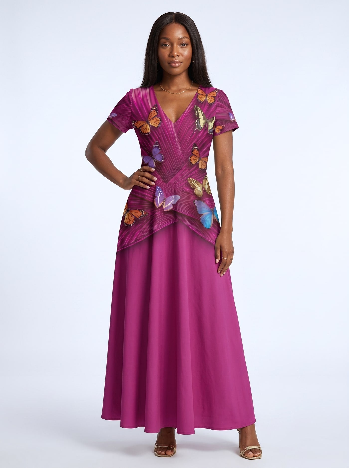 "Kipepeo" Short Sleeve Maxi Dress