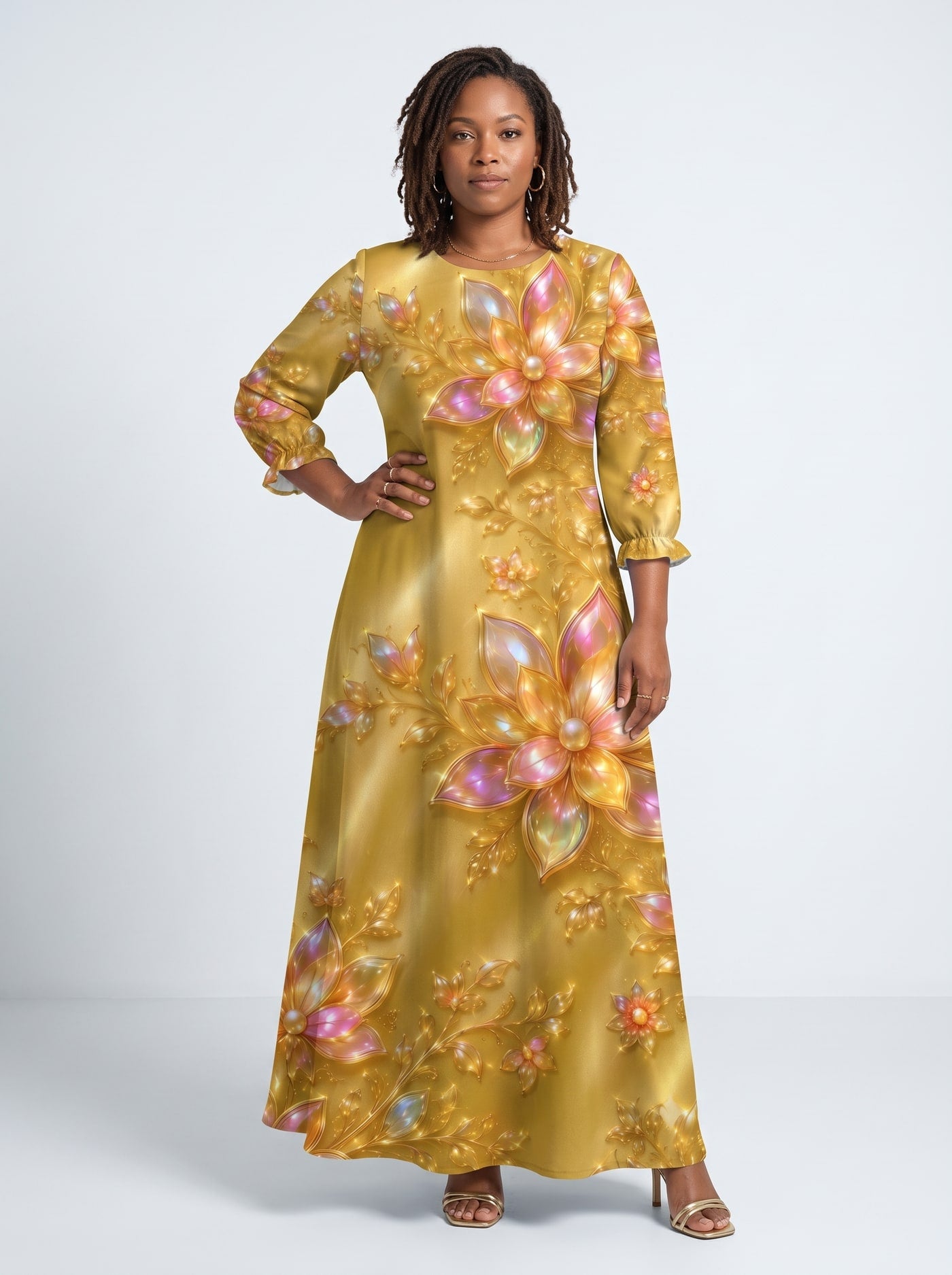 "Angavu" Long Sleeve Maxi Dress