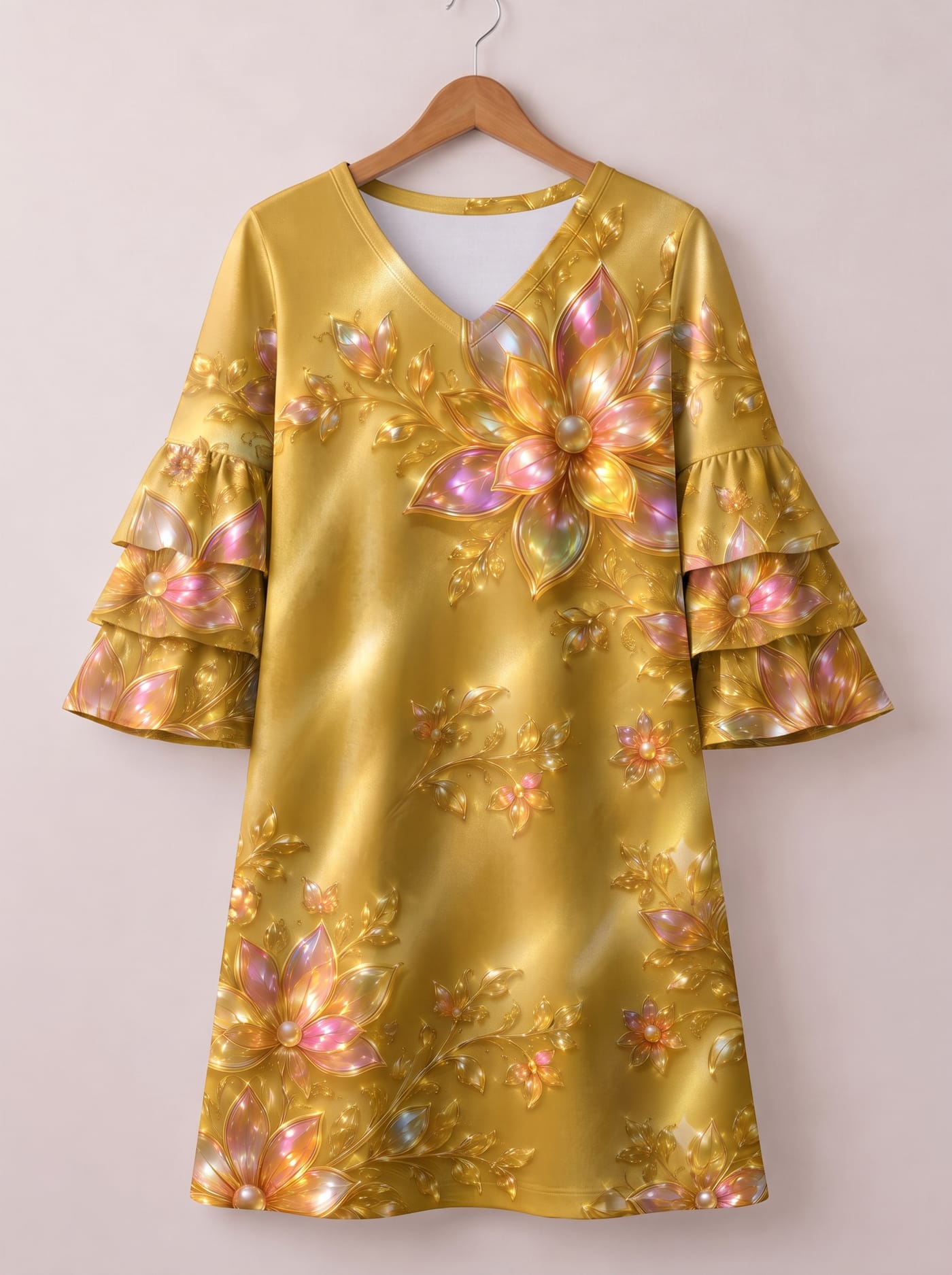 "Angavu" Stacked Ruffle Sleeve Dress