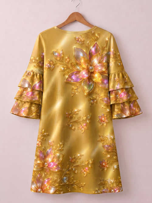 "Angavu" Stacked Ruffle Sleeve Dress