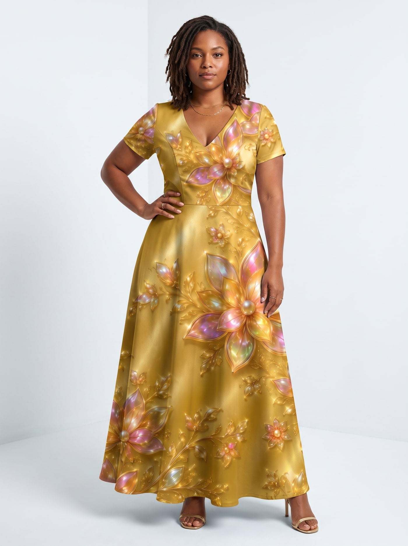 "Angavu" Short Sleeve Maxi Dress