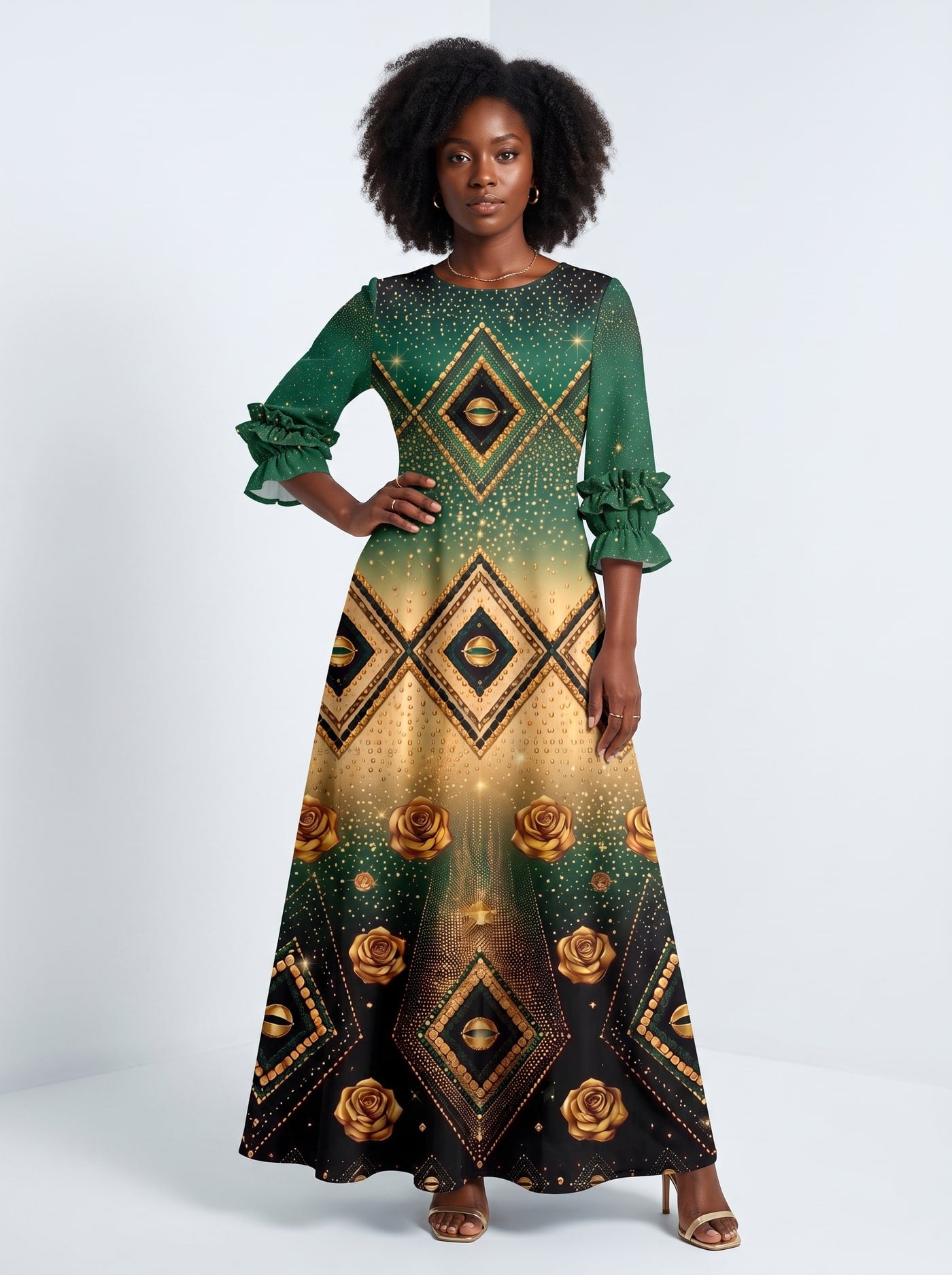 "Kifalme" Long Sleeve Maxi Dress